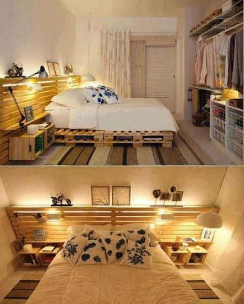 decoração com cama de pallet e bambu